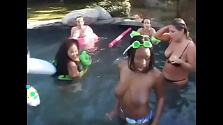 Tattooed gay blade fucks a heavy brunette near someone's skin pool helter-skelter style